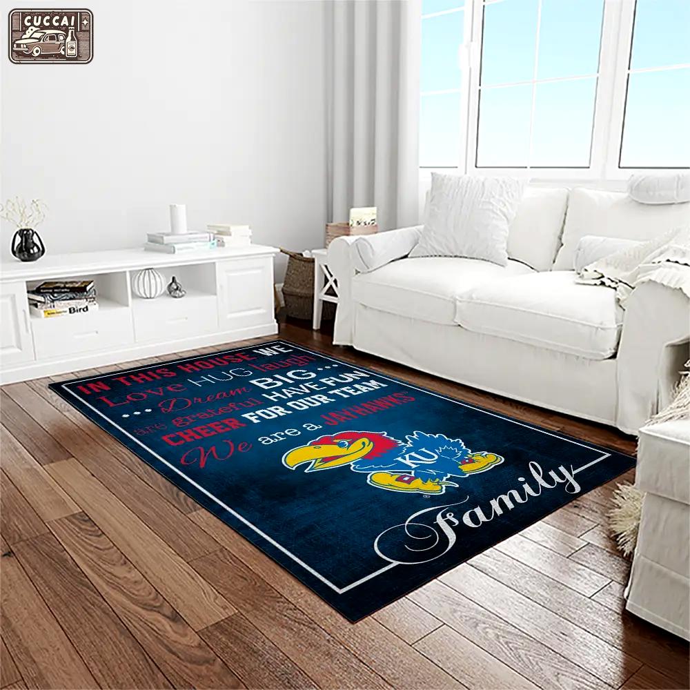 Ncaa kansas jayhawks basketball team logo rectangle area rug kj37 Rectangle Rug