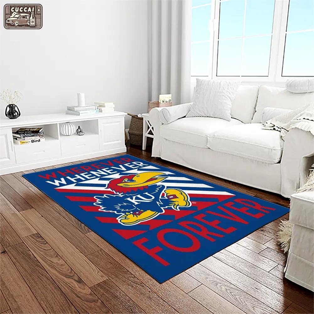 Ncaa kansas jayhawks basketball team logo rectangle area rug kj44 Rectangle Rug