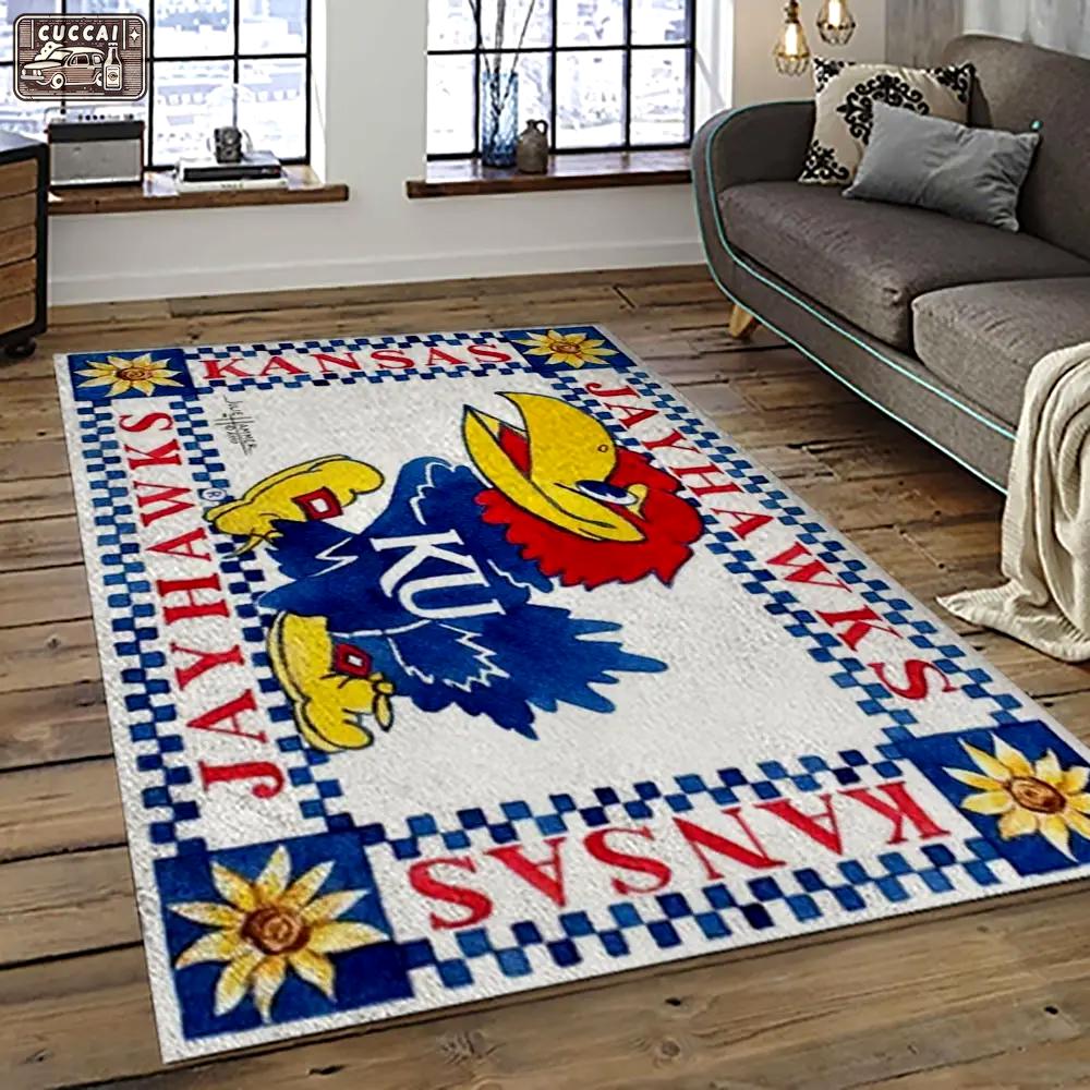Ncaa kansas jayhawks football team logo sport carpet area rug home decor best gift for friends ksjk12 Rectangle Rug