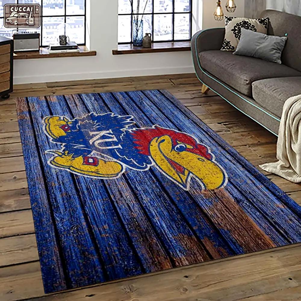 Ncaa kansas jayhawks football team logo sport carpet area rug home decor best gift for friends ksjk22 Rectangle Rug