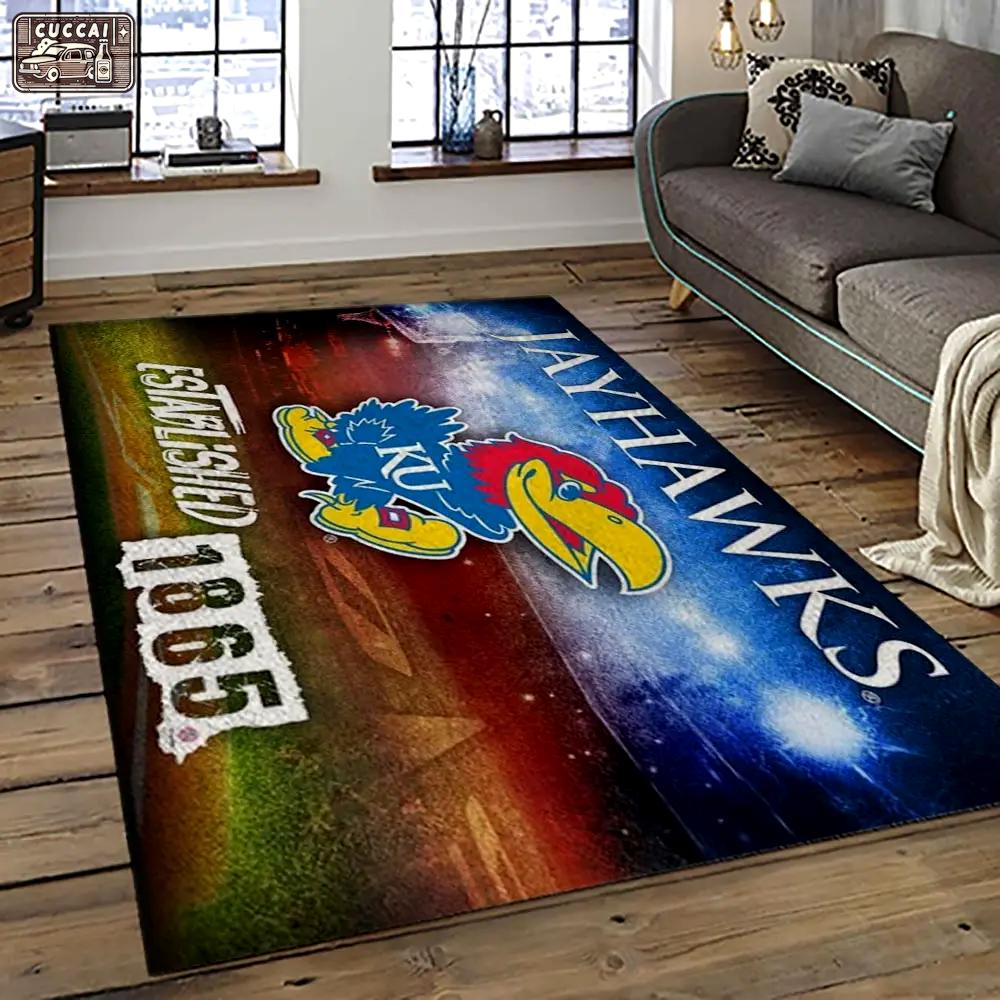 Ncaa kansas jayhawks football team logo sport carpet area rug home decor best gift for friends ksjk26 Rectangle Rug