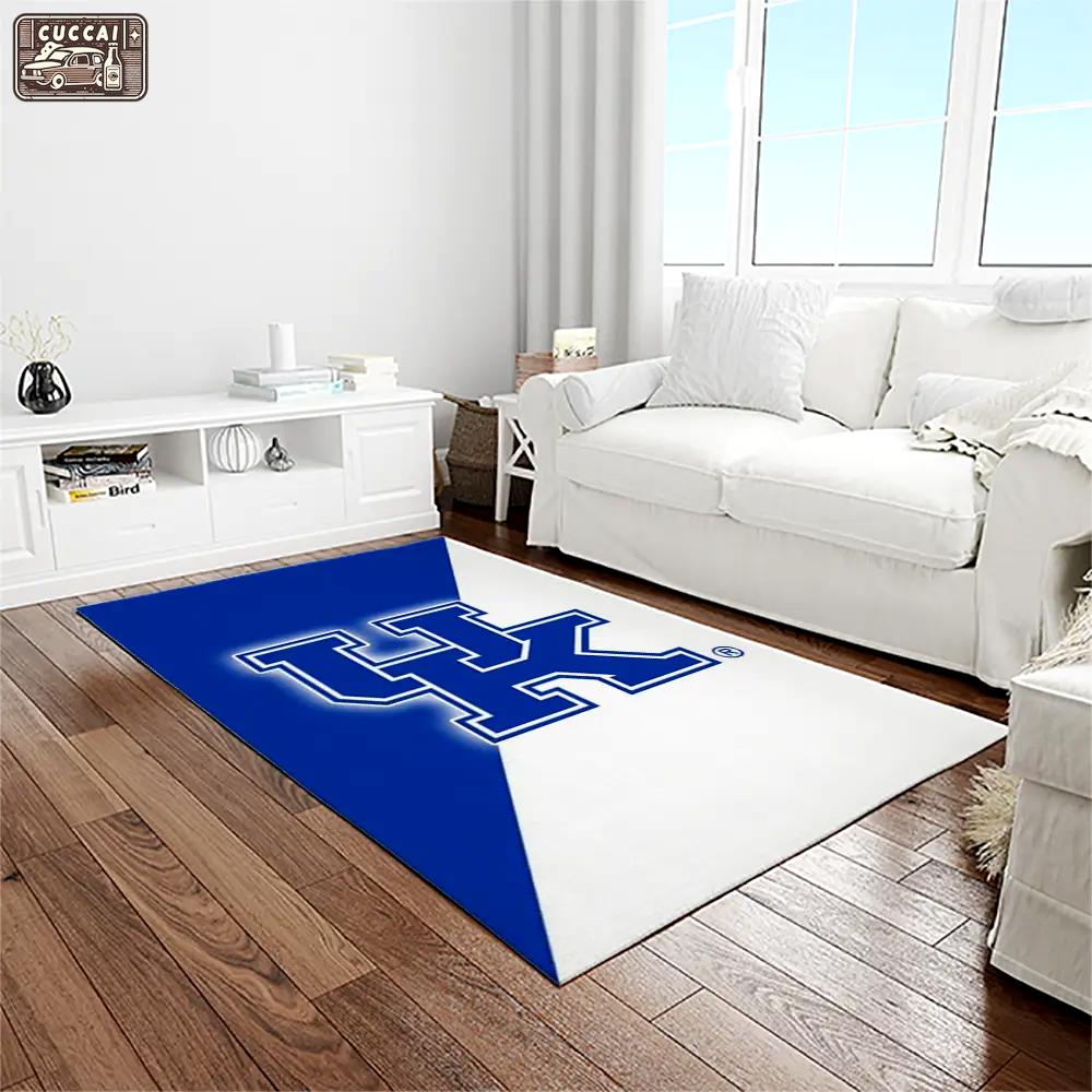 Ncaa kentucky wildcats college sport basketball and foolball team logo rectangle area rug ktw35 Rectangle Rug