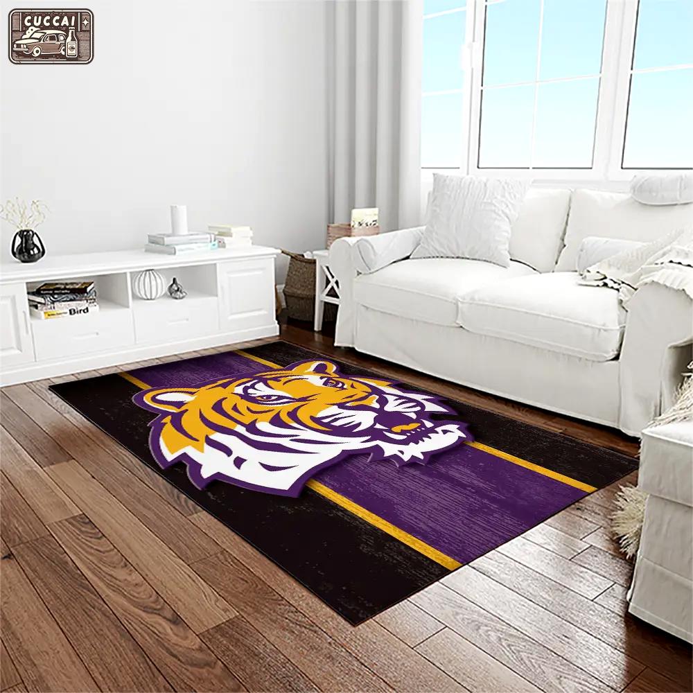 Ncaa louisiana state university college sport basketball and foolball team logo rectangle area rug lsu17 Rectangle Rug
