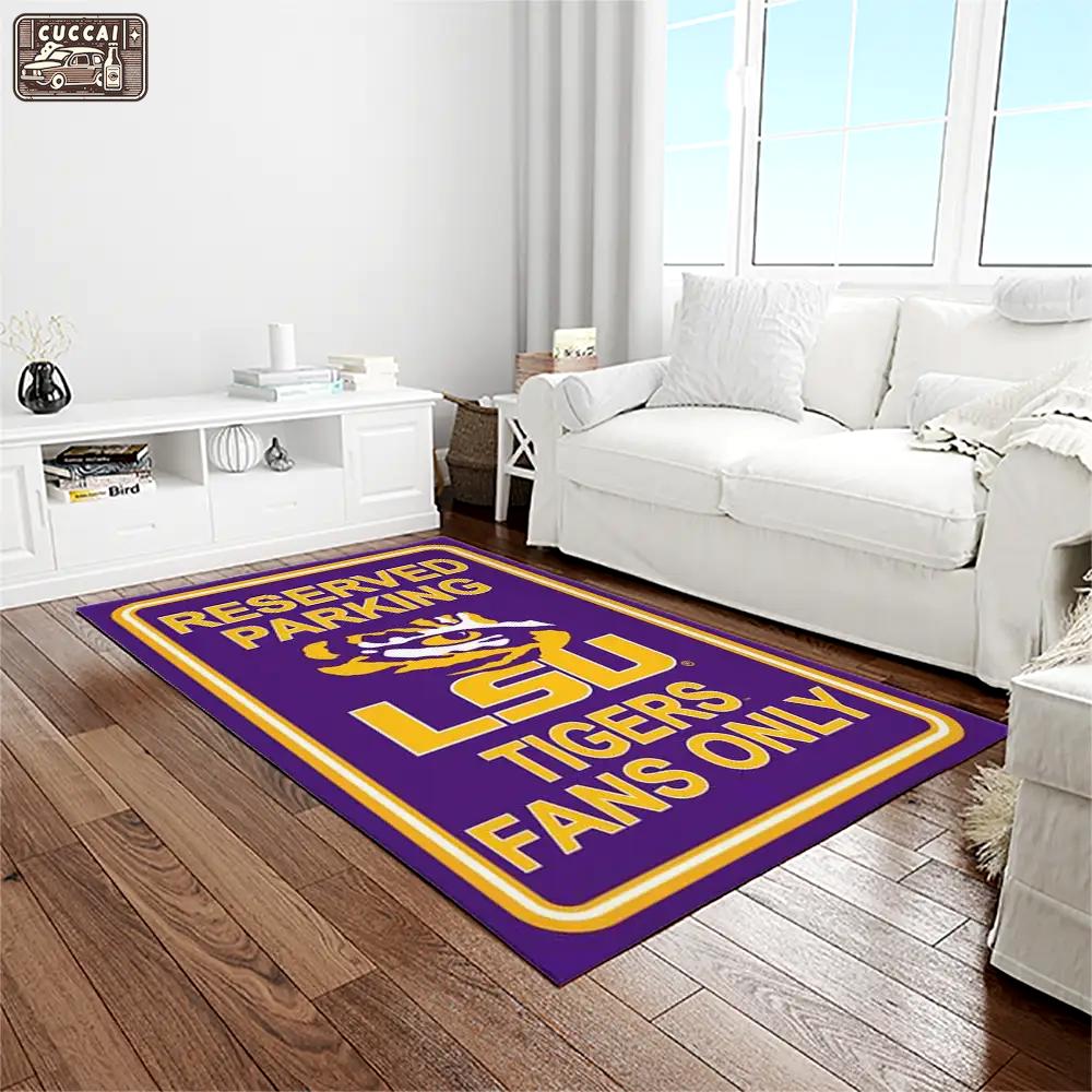 Ncaa louisiana state university college sport basketball and foolball team logo rectangle area rug lsu52 Rectangle Rug
