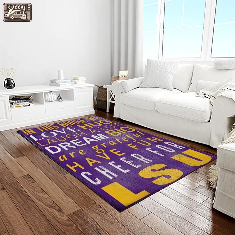 Ncaa louisiana state university college sport basketball and foolball team logo rectangle area rug lsu54 Rectangle Rug