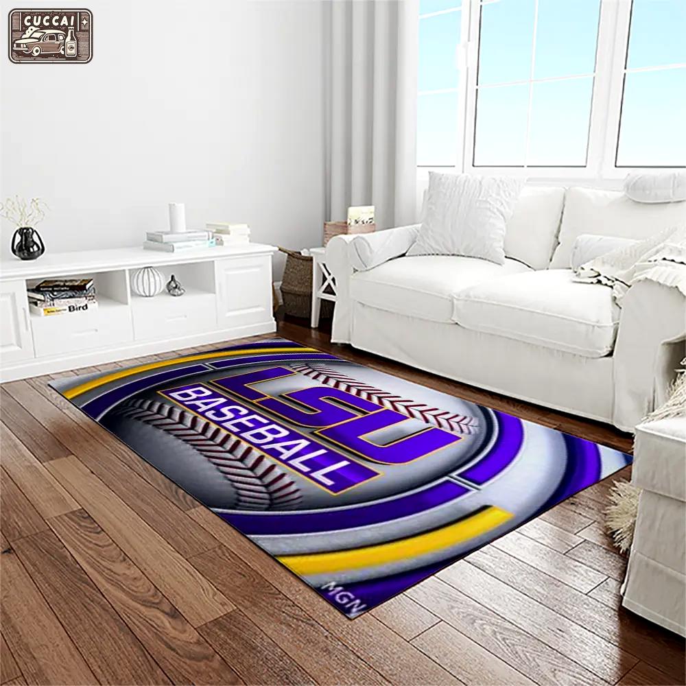 Ncaa louisiana state university college sport basketball and foolball team logo rectangle area rug lsu67 Rectangle Rug
