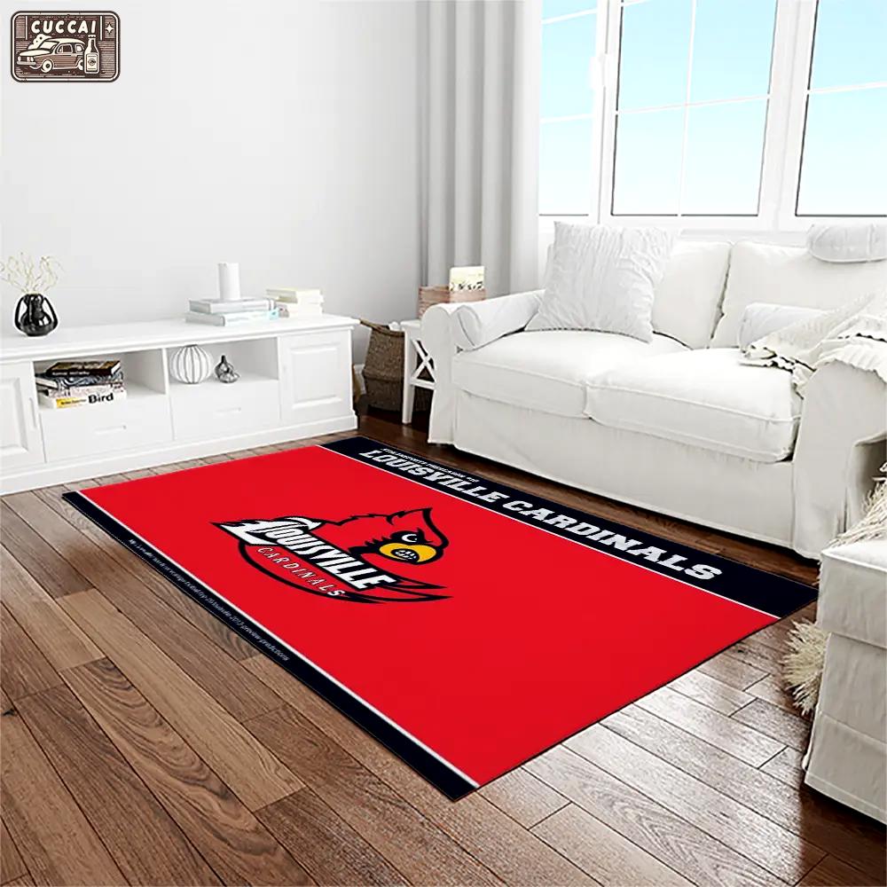 Ncaa louisville cardinals college sport basketball and foolball team logo rectangle area rug lics28 Rectangle Rug