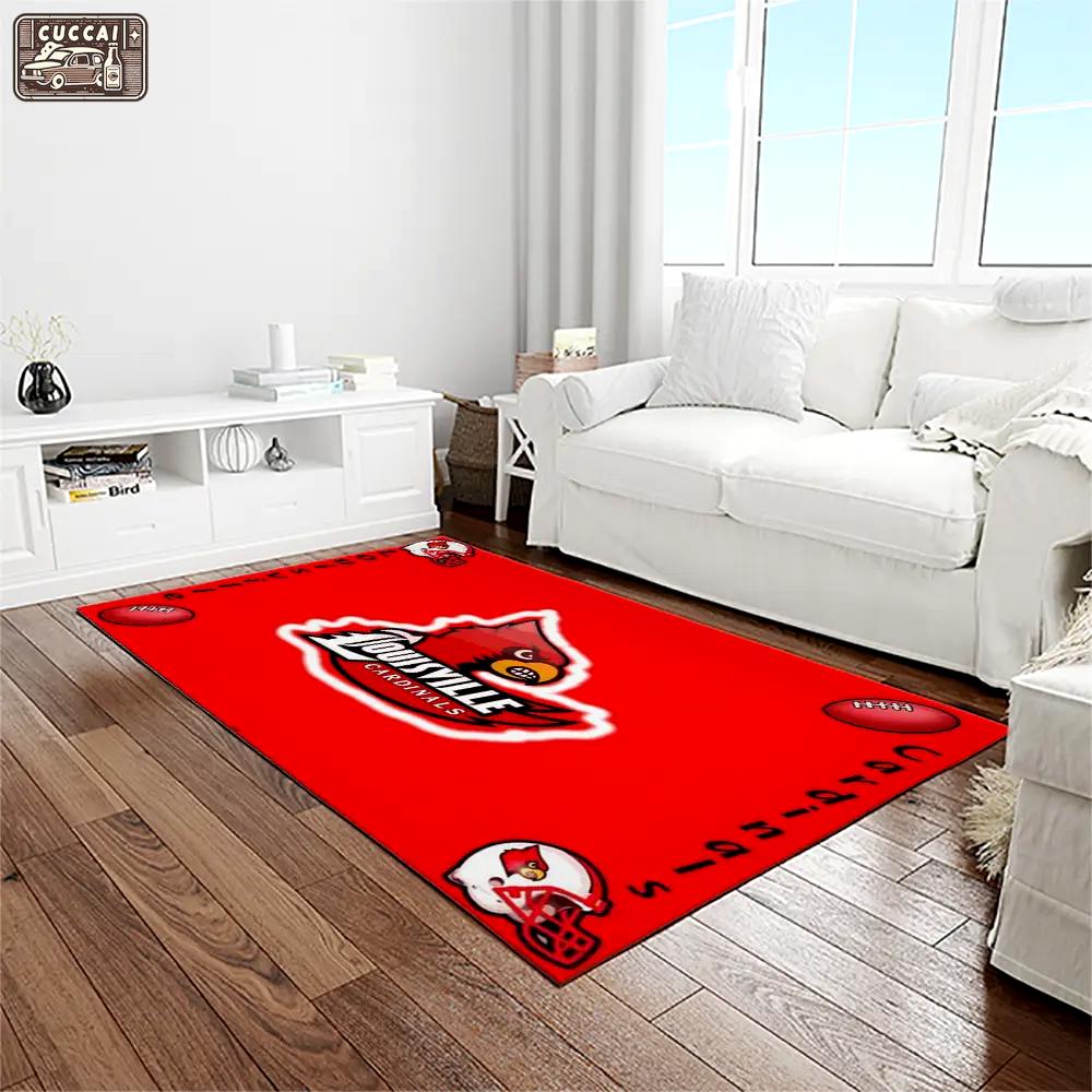 Ncaa louisville cardinals college sport basketball and foolball team logo rectangle area rug lics32 Rectangle Rug