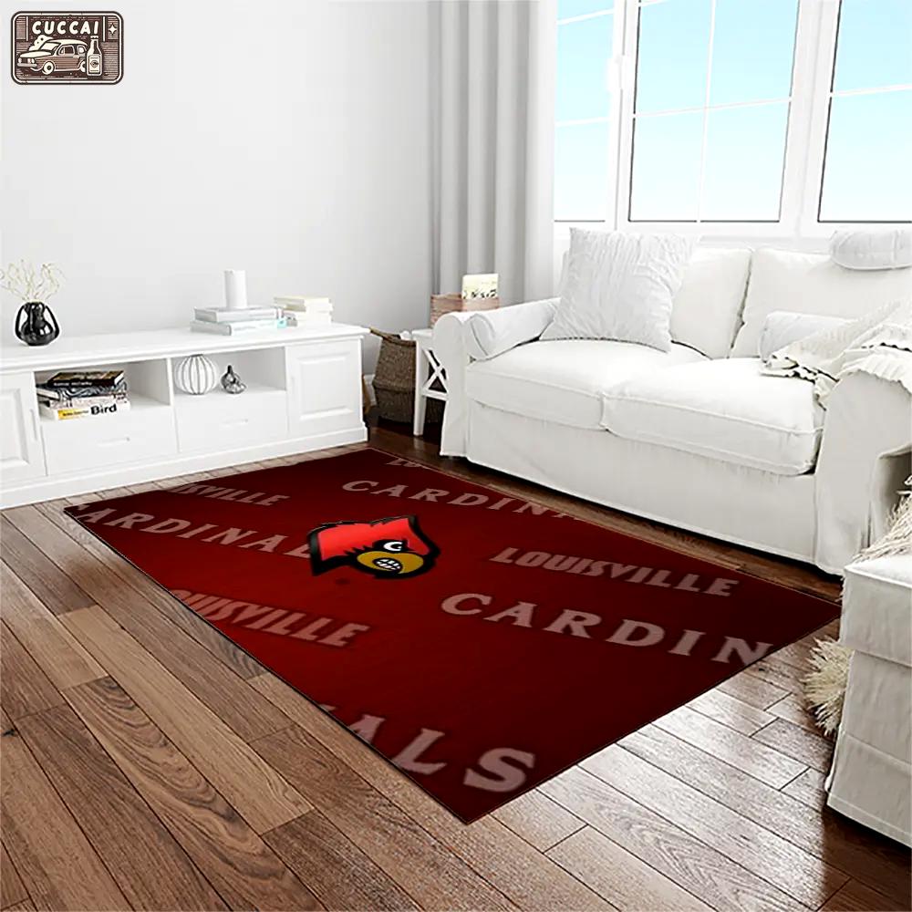 Ncaa louisville cardinals college sport basketball and foolball team logo rectangle area rug lics39 Rectangle Rug