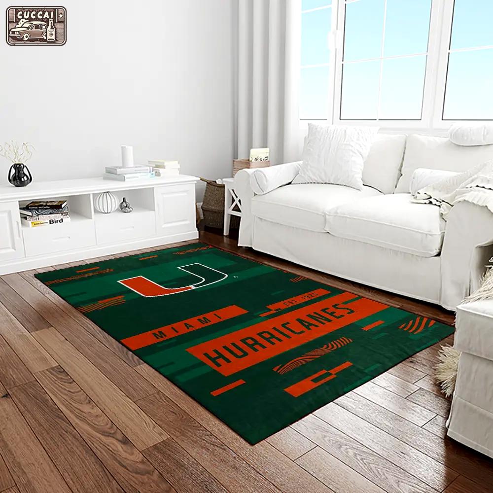 Ncaa miami hurricanes sport basketball and foolball team logo rectangle area rug mh22 Rectangle Rug