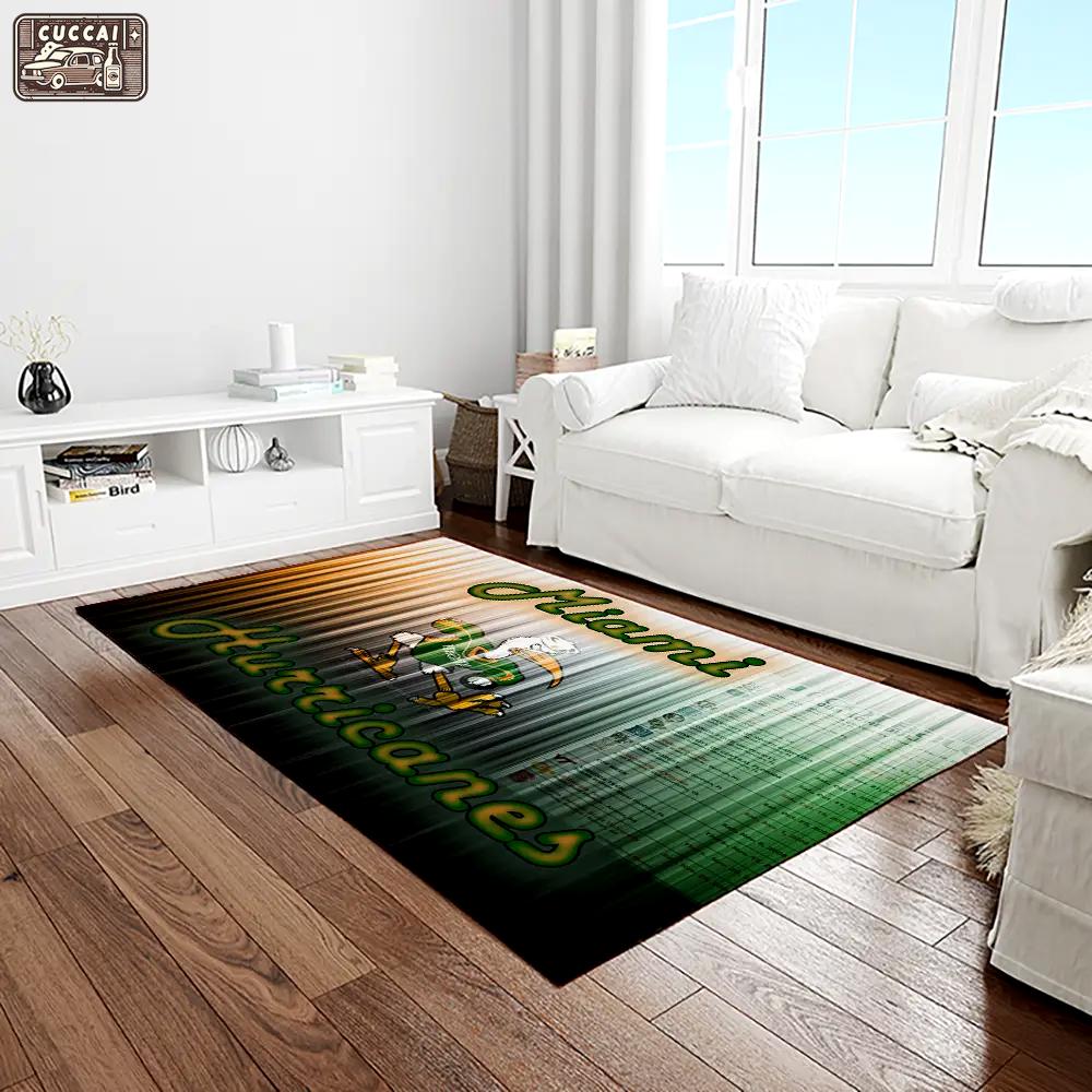 Ncaa miami hurricanes sport basketball and foolball team logo rectangle area rug mh35 Rectangle Rug