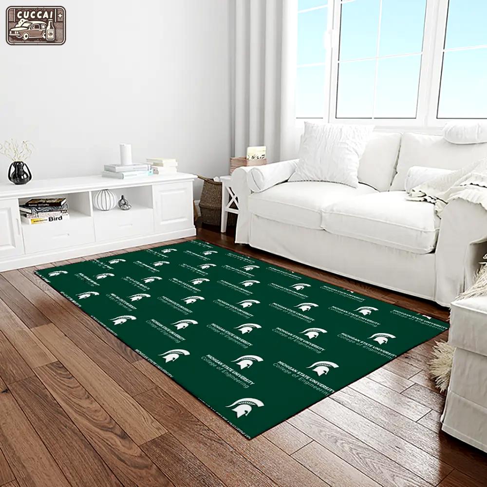 Ncaa michigan state spartans college sport basketball and foolball team logo rectangle area rug mss10 Rectangle Rug