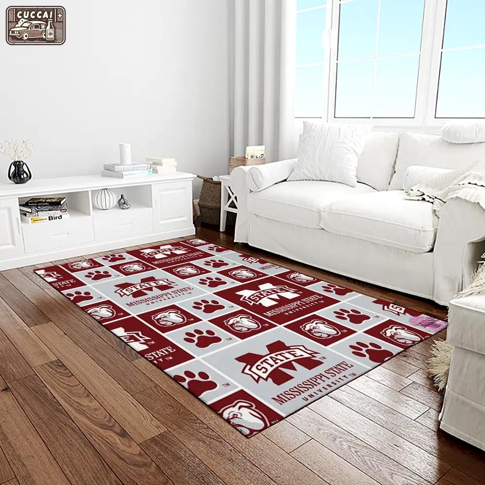 Ncaa mississippi state bulldogs college sport basketball and foolball team logo rectangle area rug msb32 Rectangle Rug