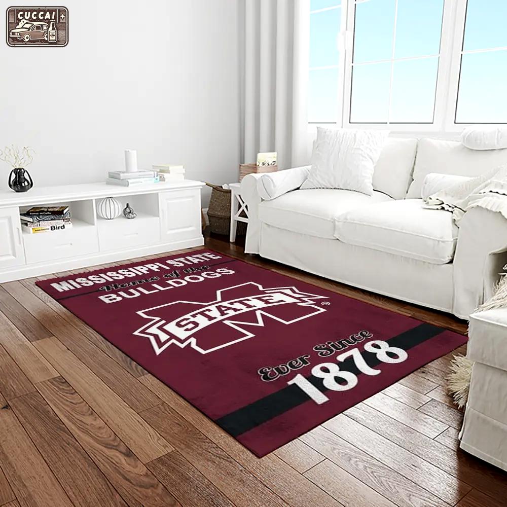 Ncaa mississippi state bulldogs college sport basketball and foolball team logo rectangle area rug msb52 Rectangle Rug