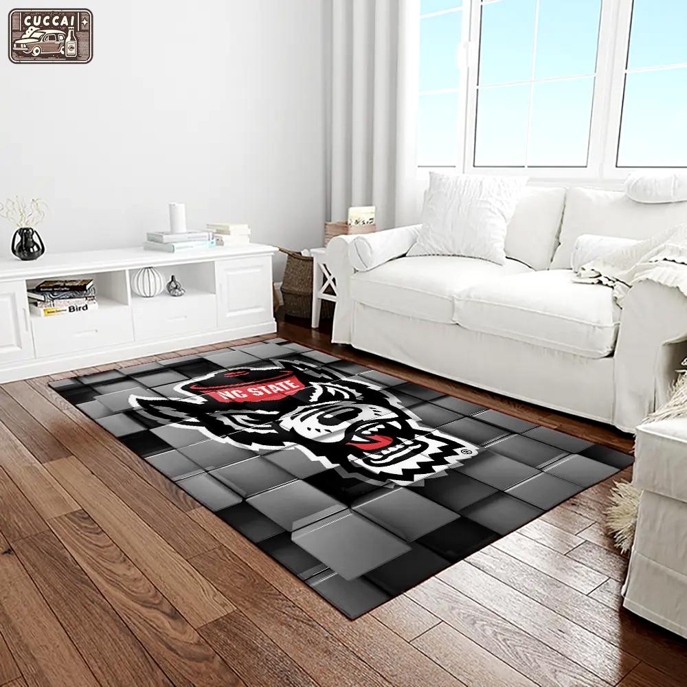 Ncaa nc state wolfpack sport basketball and foolball team logo rectangle area rug ncsw31 Rectangle Rug