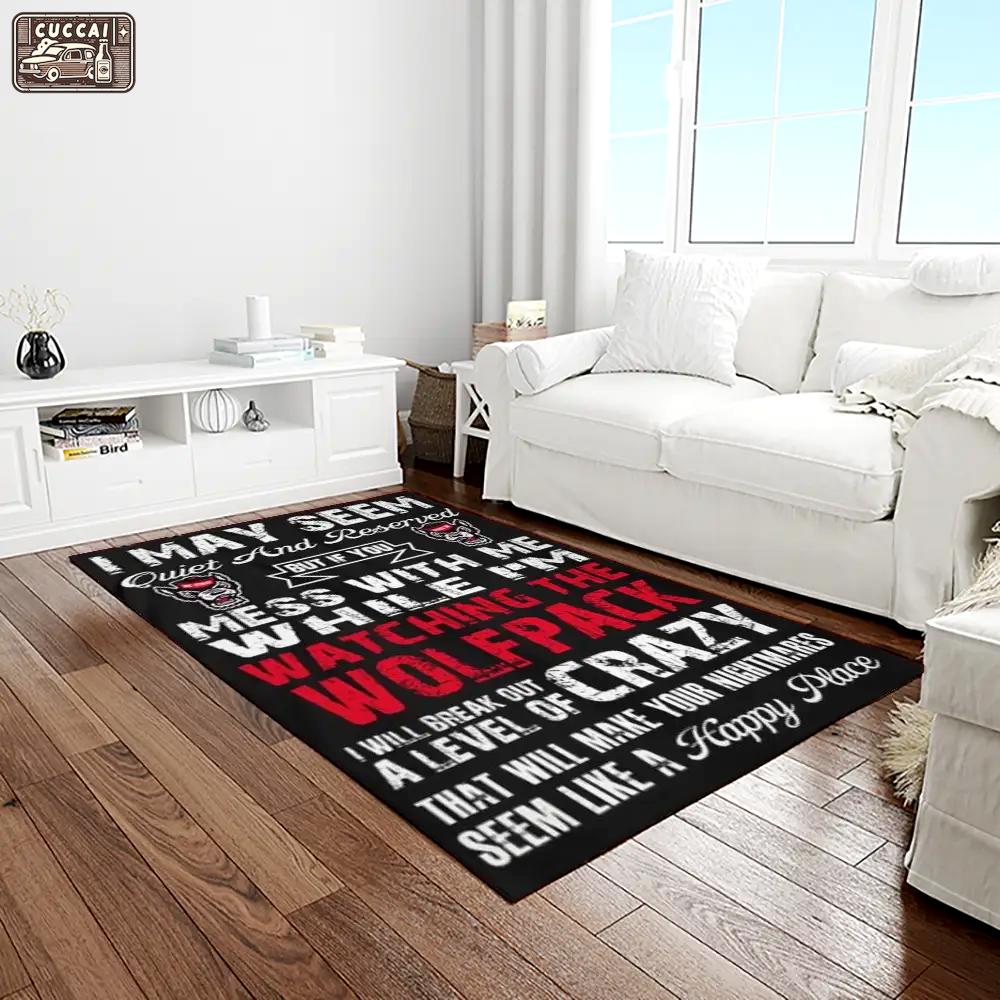 Ncaa nc state wolfpack sport basketball and foolball team logo rectangle area rug ncsw45 Rectangle Rug