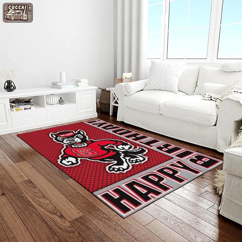 Ncaa nc state wolfpack sport basketball and foolball team logo rectangle area rug ncsw46 Rectangle Rug