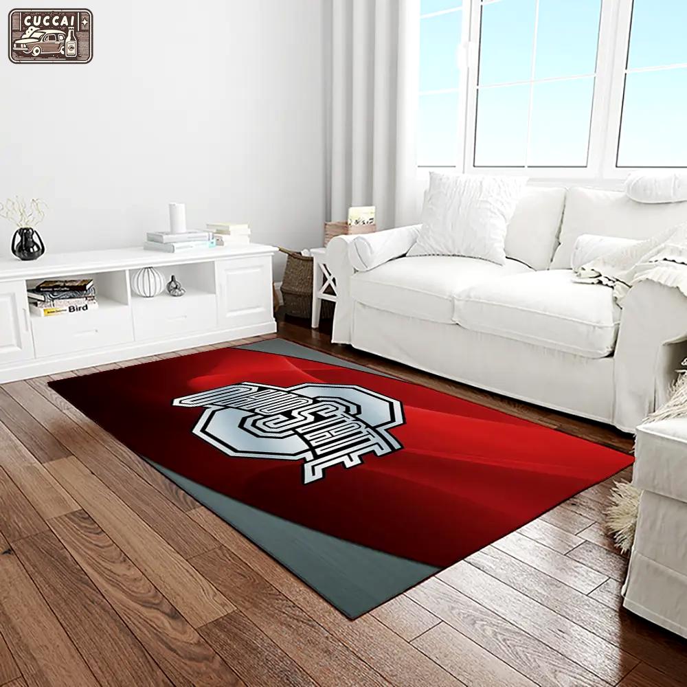 Ncaa ohio state buckeyes college sport basketball and foolball team logo rectangle area rug osb06 Rectangle Rug