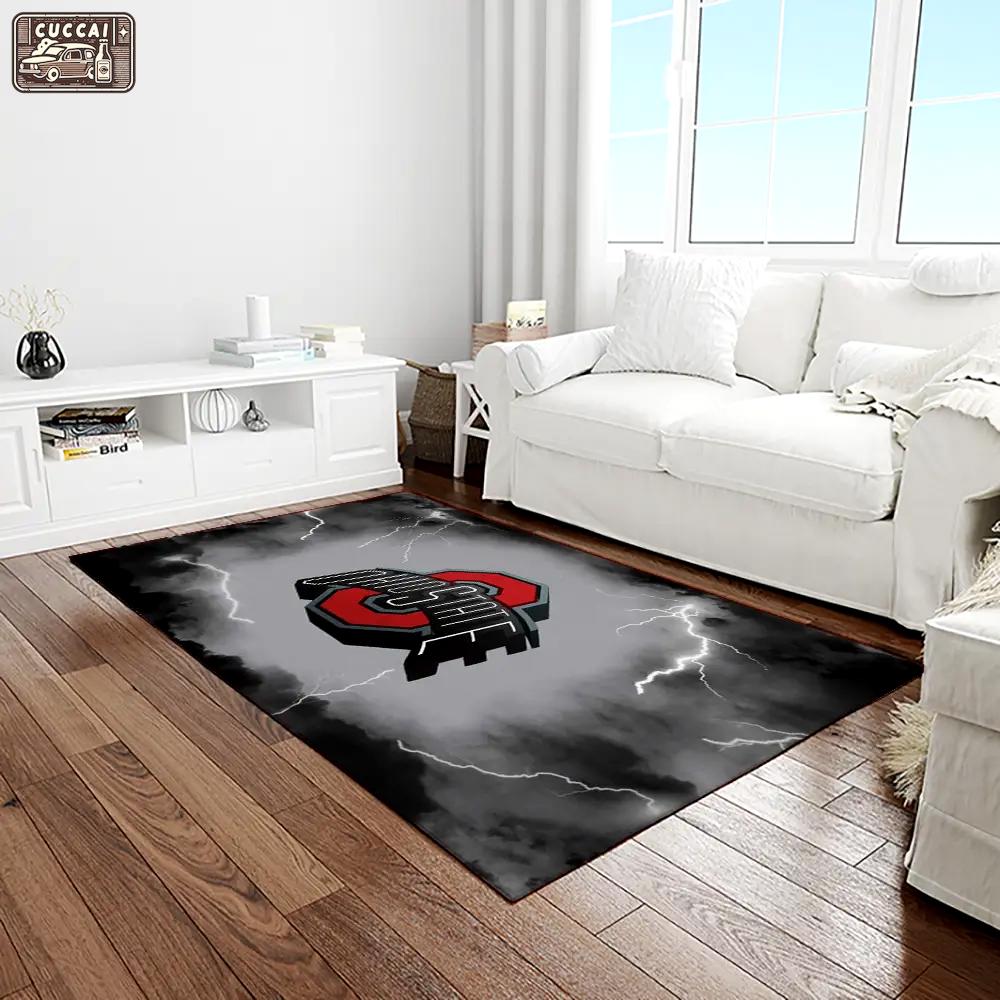 Ncaa ohio state buckeyes college sport basketball and foolball team logo rectangle area rug osb16 Rectangle Rug