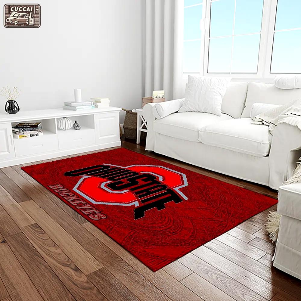 Ncaa ohio state buckeyes college sport basketball and foolball team logo rectangle area rug osb17 Rectangle Rug