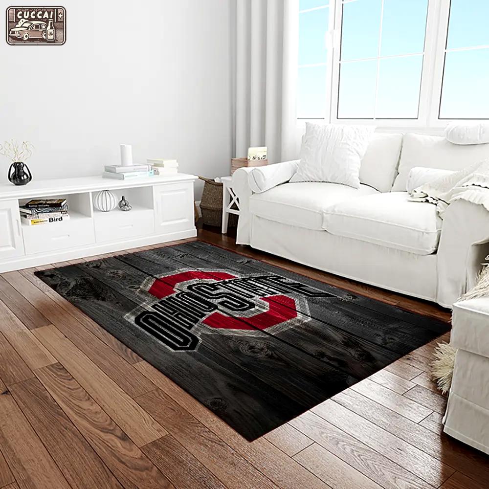 Ncaa ohio state buckeyes college sport basketball and foolball team logo rectangle area rug osb39 Rectangle Rug