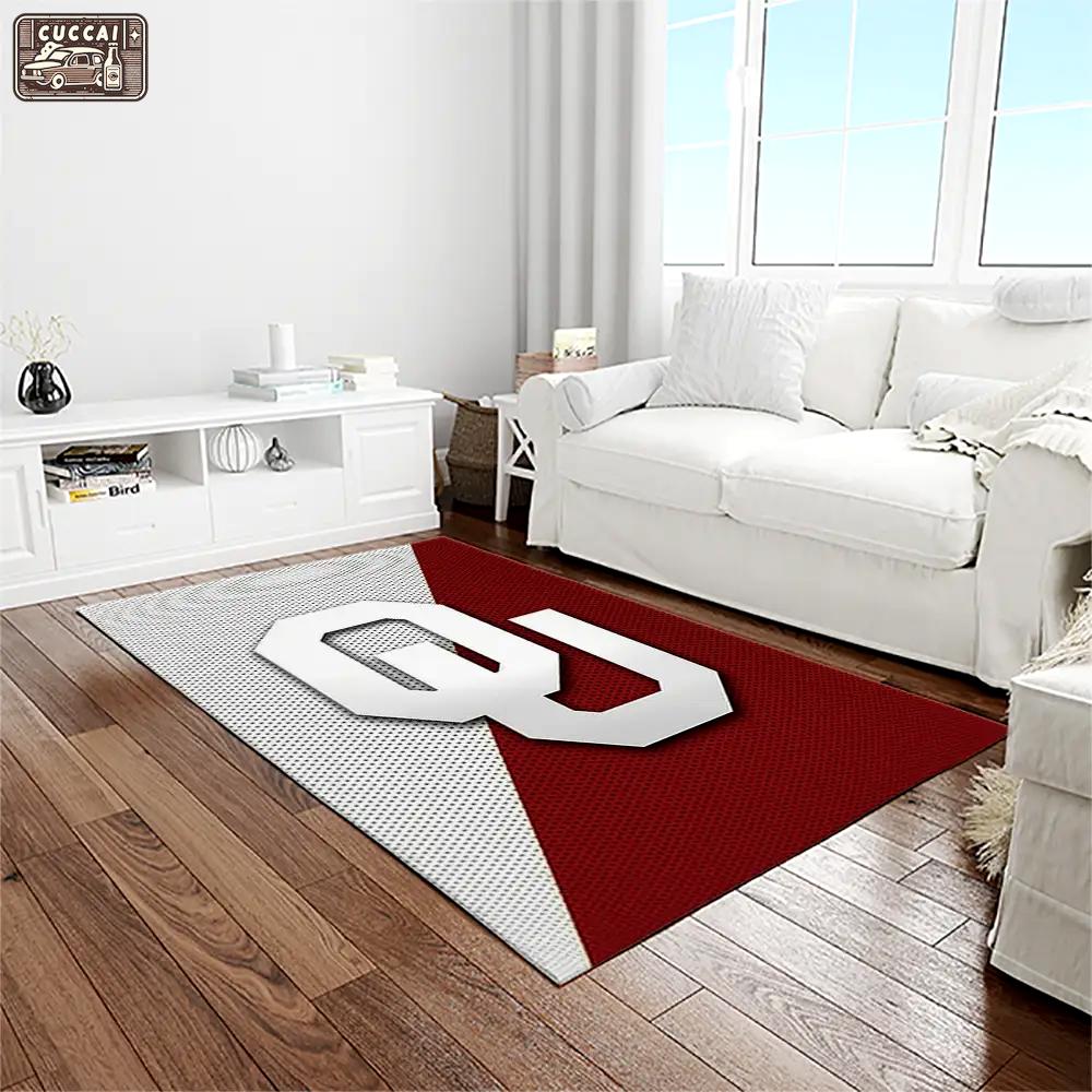 Ncaa oklahoma sooners sport basketball and foolball team logo rectangle area rug os33 Rectangle Rug