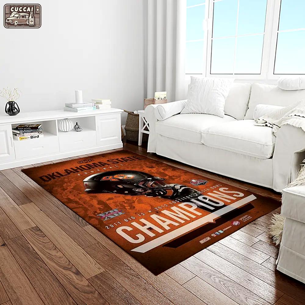Ncaa oklahoma state cowboys sport basketball and foolball team logo rectangle area rug osc26 Rectangle Rug