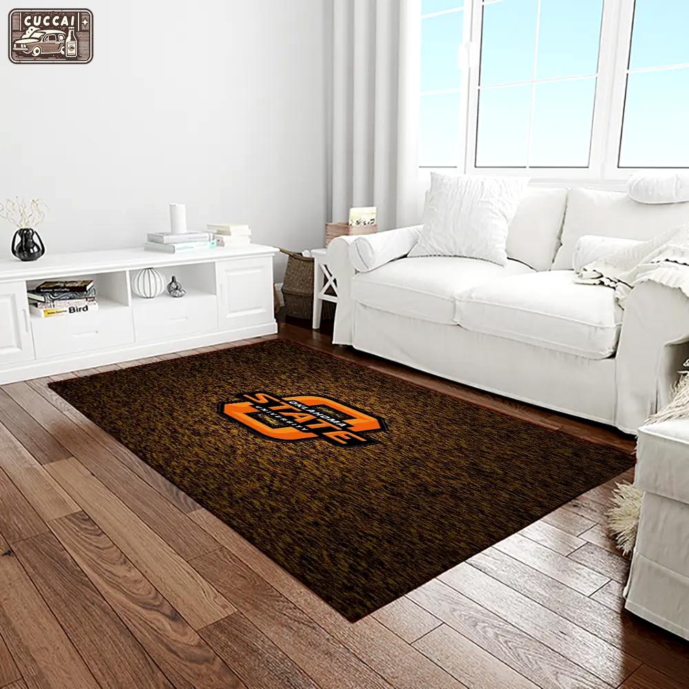 Ncaa oklahoma state cowboys sport basketball and foolball team logo rectangle area rug osc54 Rectangle Rug