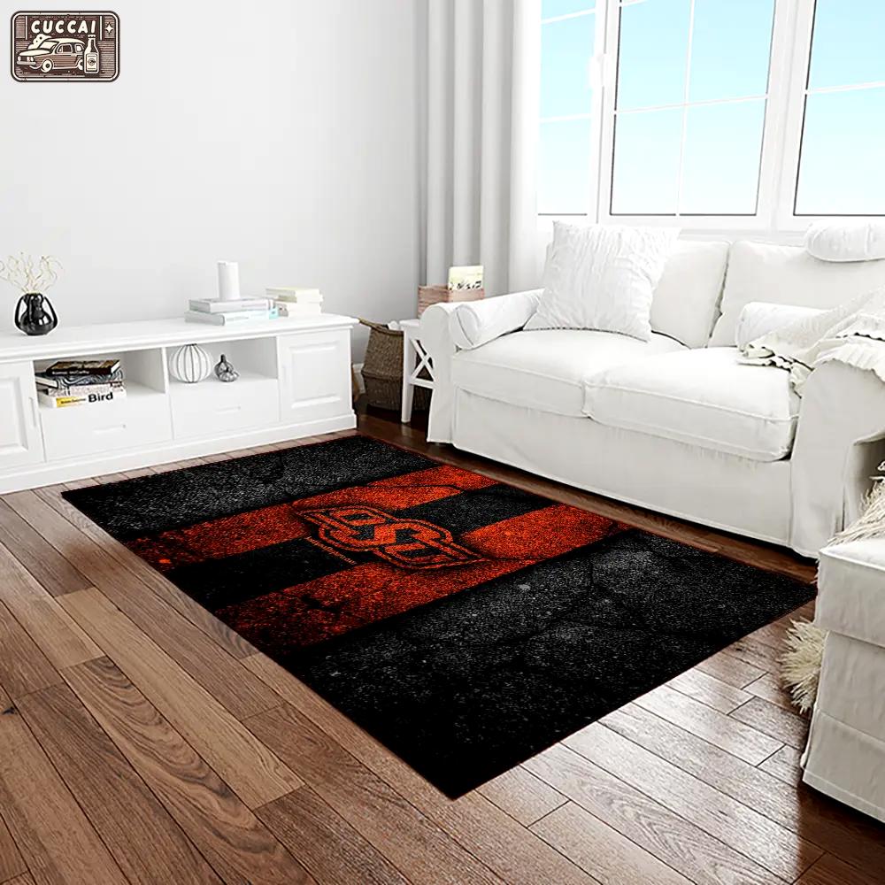 Ncaa oklahoma state cowboys sport basketball and foolball team logo rectangle area rug osc64 Rectangle Rug