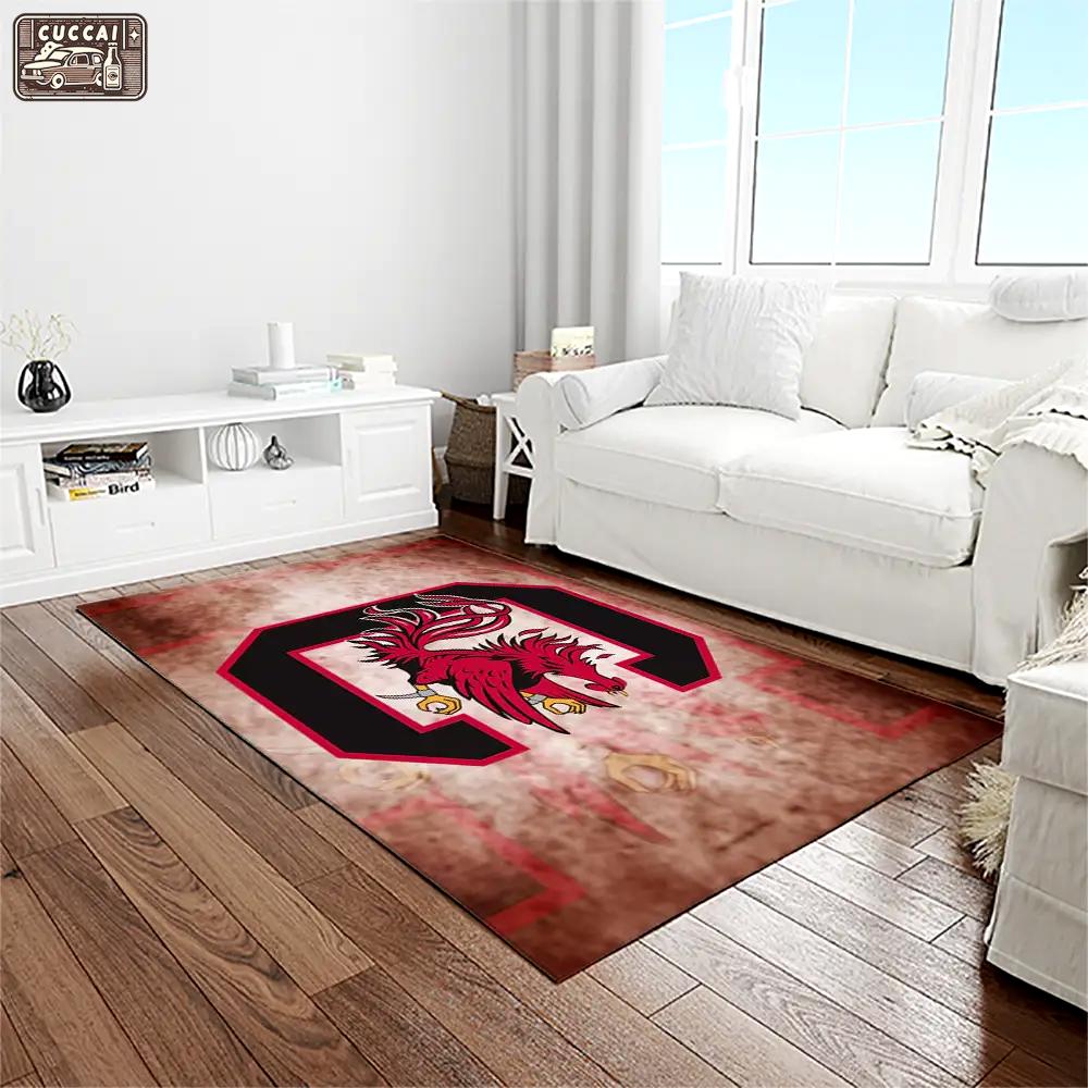 Ncaa south carolina gamecocks college sport basketball and foolball team logo rectangle area rug scg40 Rectangle Rug