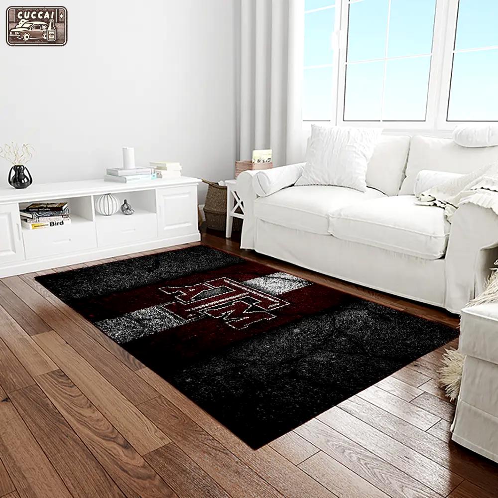 Ncaa texas a&m aggies college sport basketball and foolball team logo rectangle area rug tama08 Rectangle Rug