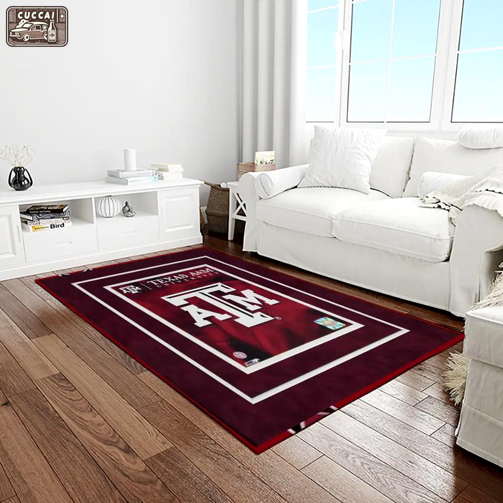Ncaa texas a&m aggies college sport basketball and foolball team logo rectangle area rug tama48 Rectangle Rug