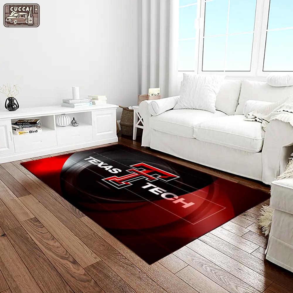 Ncaa texas tech red raiders sport basketball and foolball team logo rectangle area rug ttrr23 Rectangle Rug