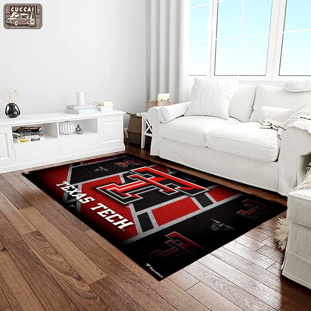 Ncaa texas tech red raiders sport basketball and foolball team logo rectangle area rug ttrr31 Rectangle Rug
