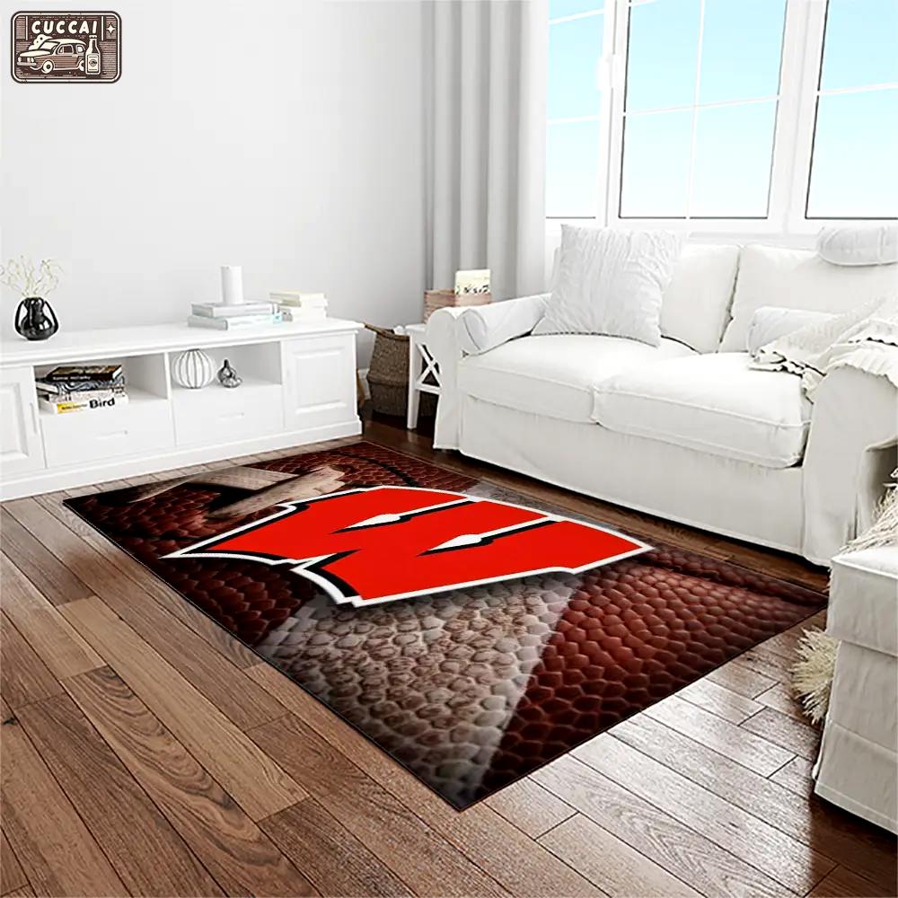 Ncaa wisconsin badgers college sport basketball and foolball team logo rectangle area rug wb02 Rectangle Rug