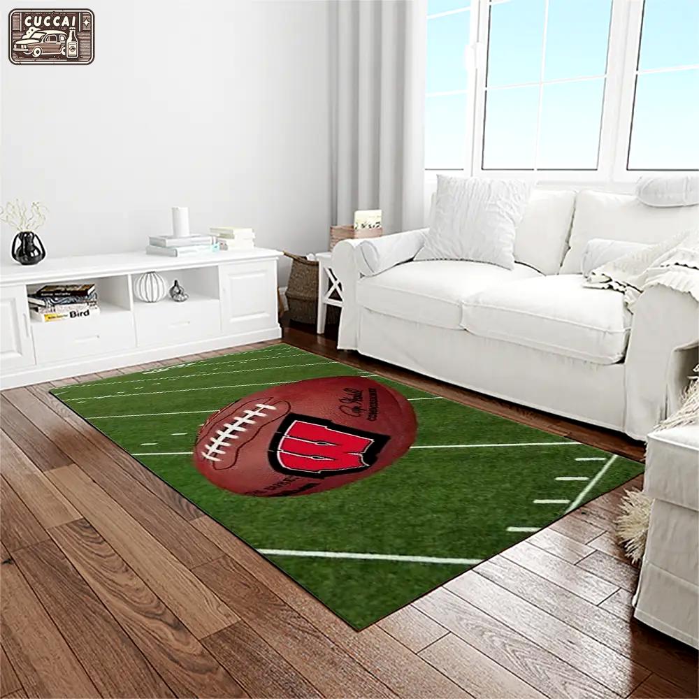 Ncaa wisconsin badgers college sport basketball and foolball team logo rectangle area rug wb09 Rectangle Rug