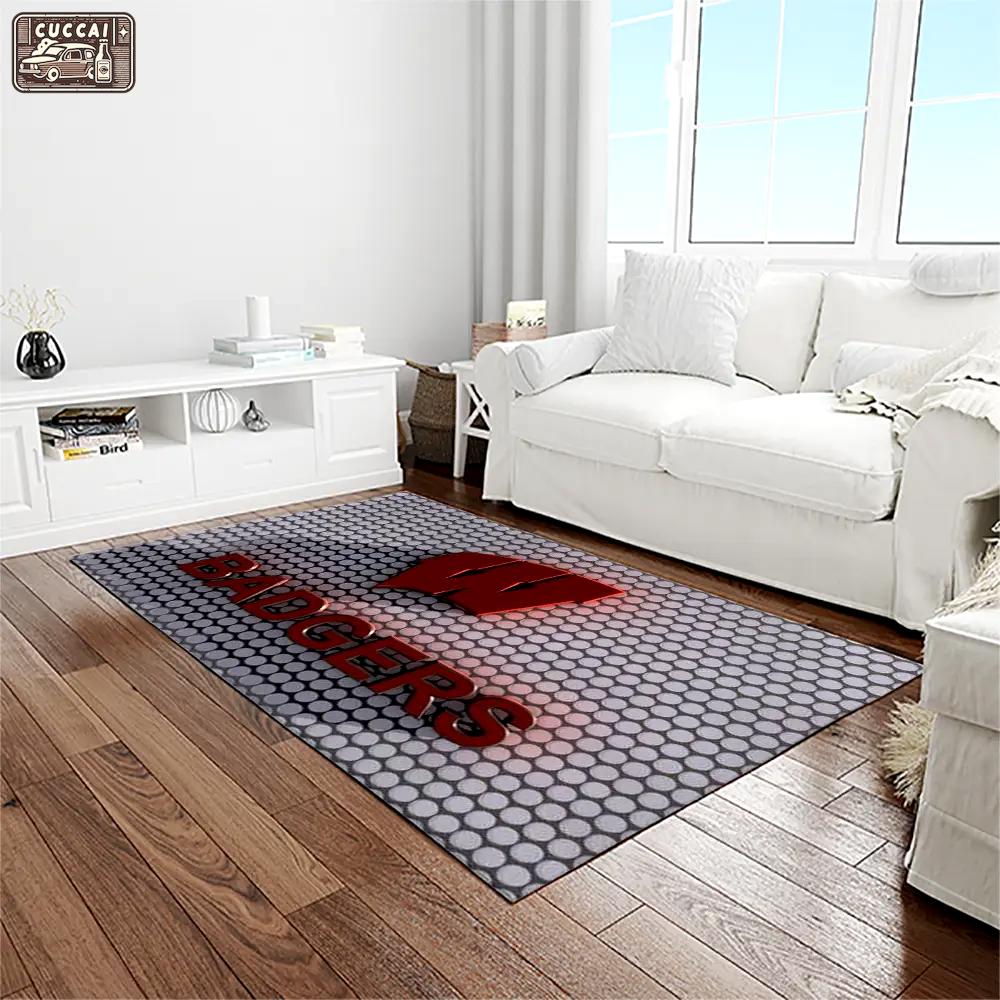 Ncaa wisconsin badgers college sport basketball and foolball team logo rectangle area rug wb10 Rectangle Rug