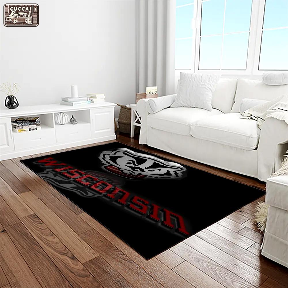 Ncaa wisconsin badgers college sport basketball and foolball team logo rectangle area rug wb13 Rectangle Rug