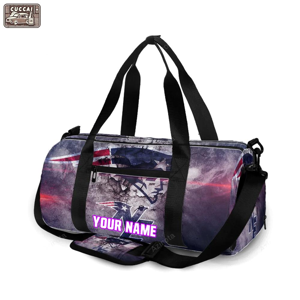 New england patriots crack purple wall personalized name travel bag gym bag 416 Travel Bag