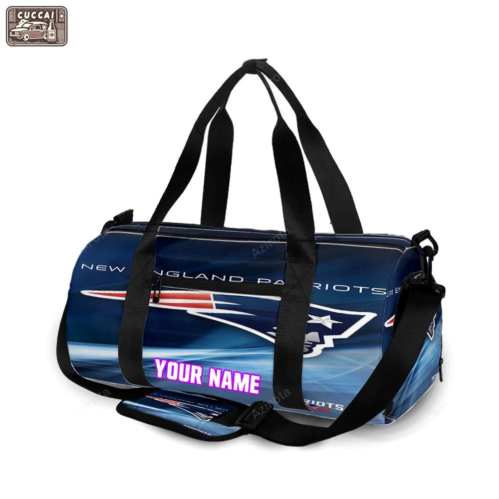 New england patriots light navy personalized name travel bag gym bag 562 Travel Bag