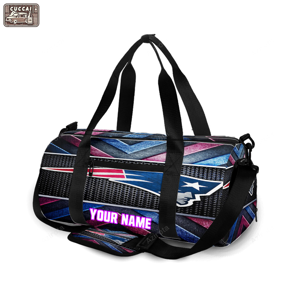 New england patriots metal blue red personalized name travel bag gym bag 1875 Travel Bag