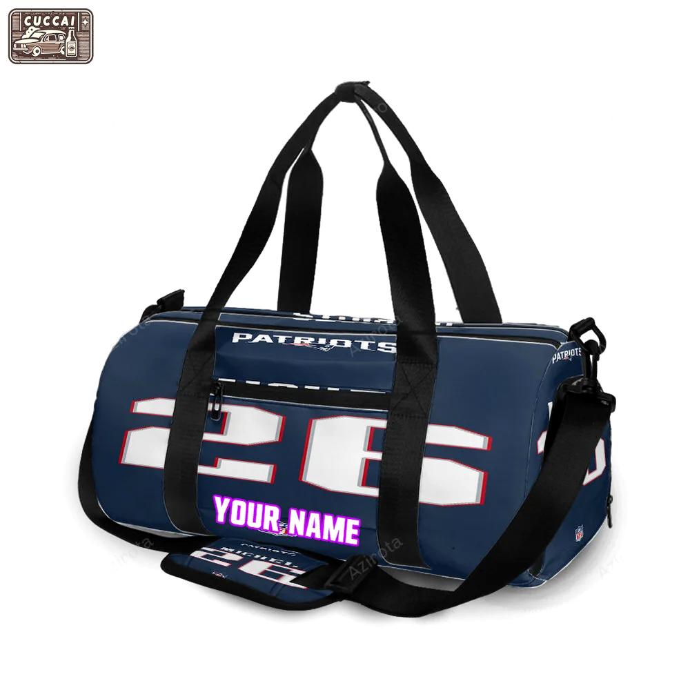New england patriots michael 26 uniform personalized name travel bag gym bag 132 Travel Bag