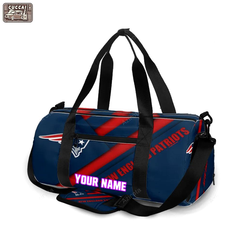 New england patriots red blue2 personalized name travel bag gym bag 895 Travel Bag