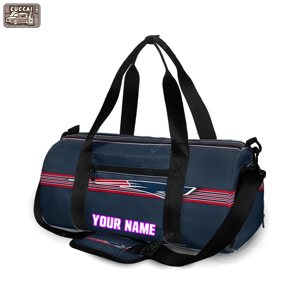 New england patriots red line navy personalized name travel bag gym bag 1347 Travel Bag