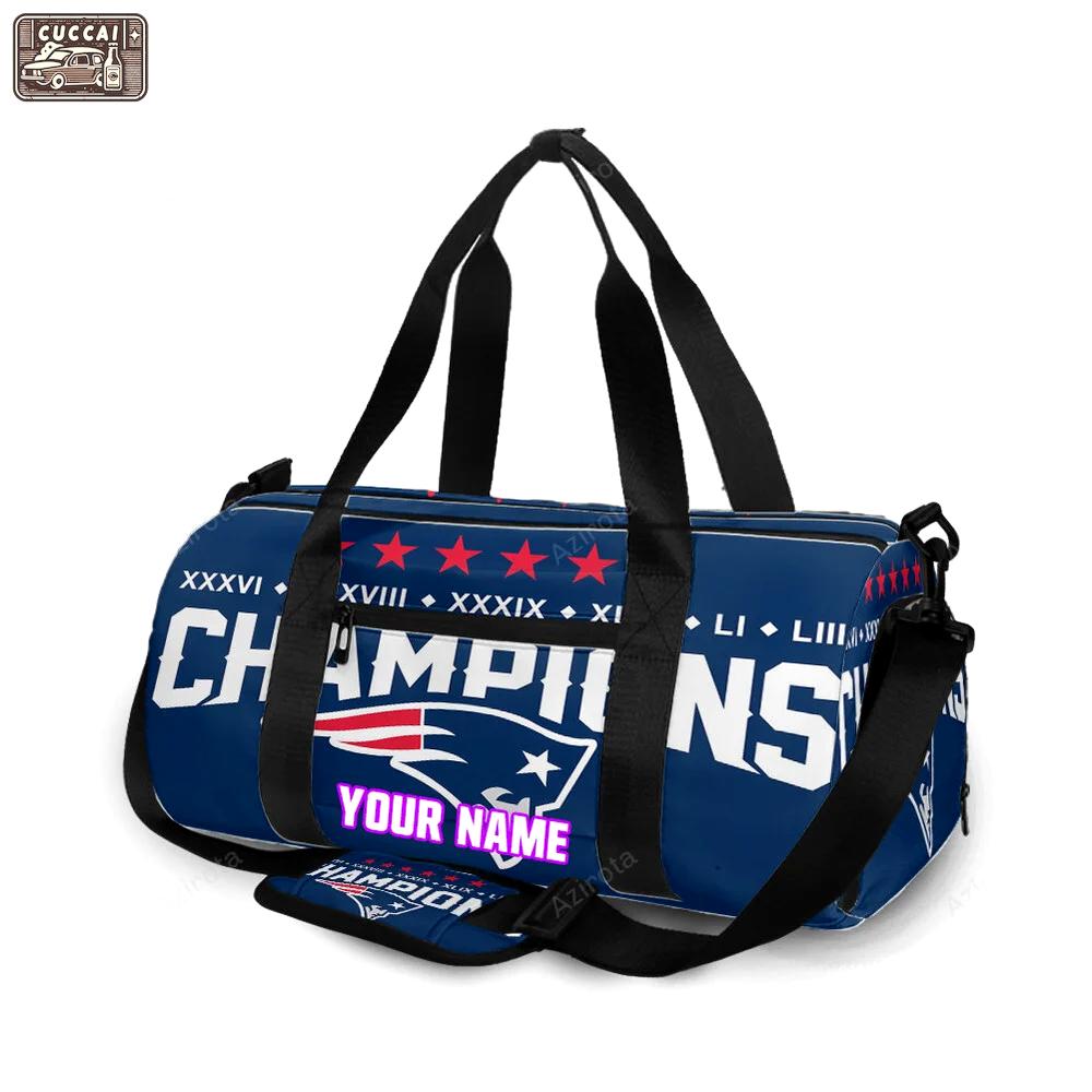New england patriots stars champions personalized name travel bag gym bag 855 Travel Bag