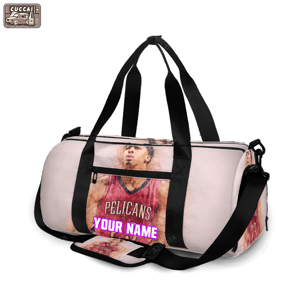 New orleans pelicans 23 anthony david v26 personalized name travel bag gym bag 1444 Travel Bag
