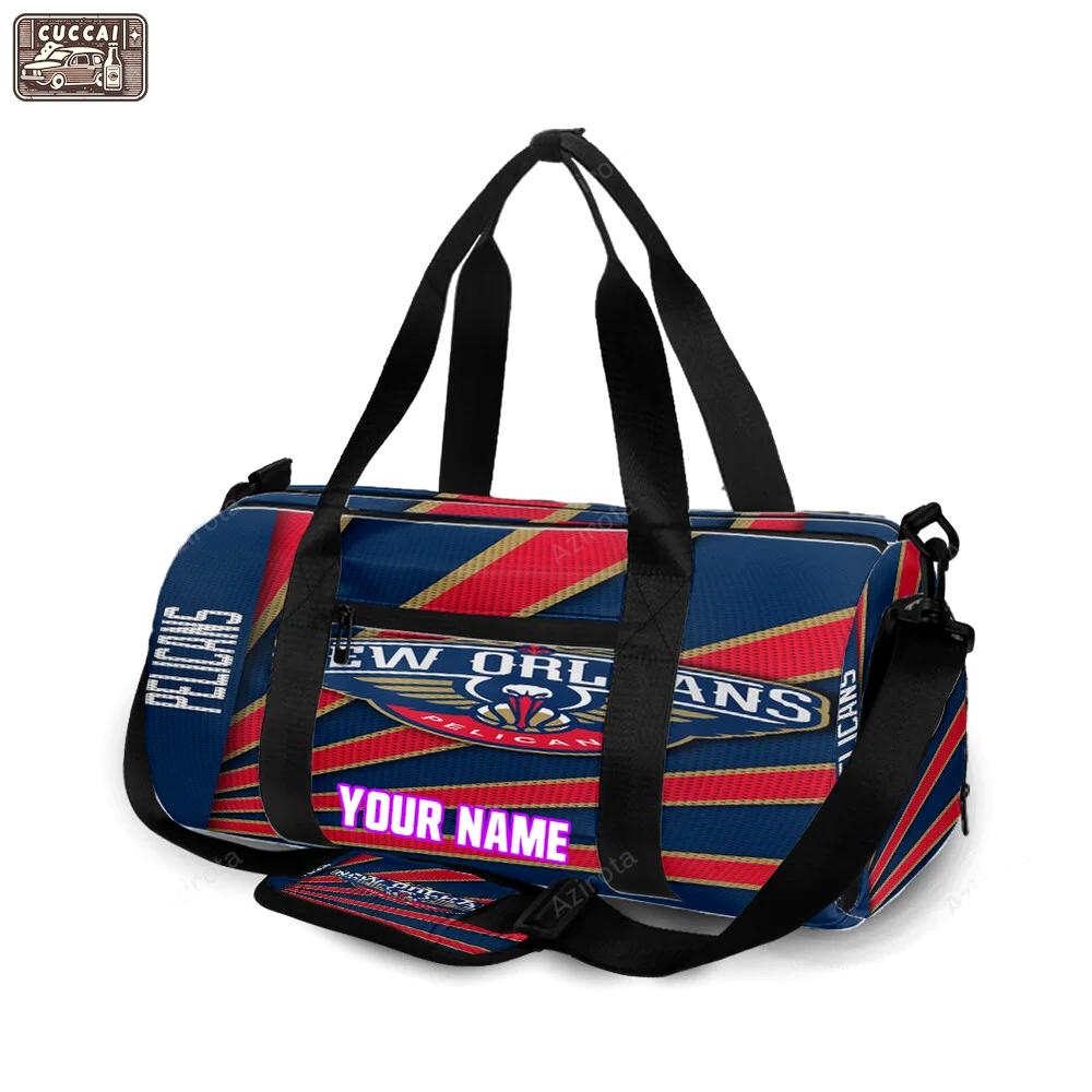 New orleans pelicans emblem v12 personalized name travel bag gym bag 1216 Travel Bag