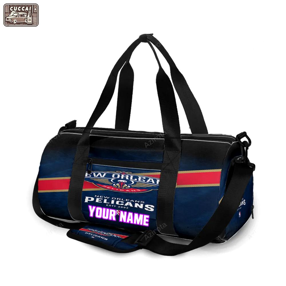 New orleans pelicans emblem v4 personalized name travel bag gym bag 489 Travel Bag