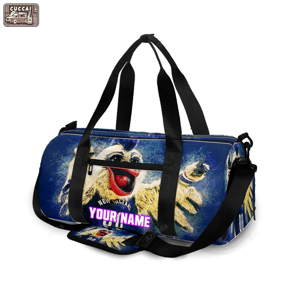 New orleans pelicans mascot v24 personalized name travel bag gym bag 1608 Travel Bag