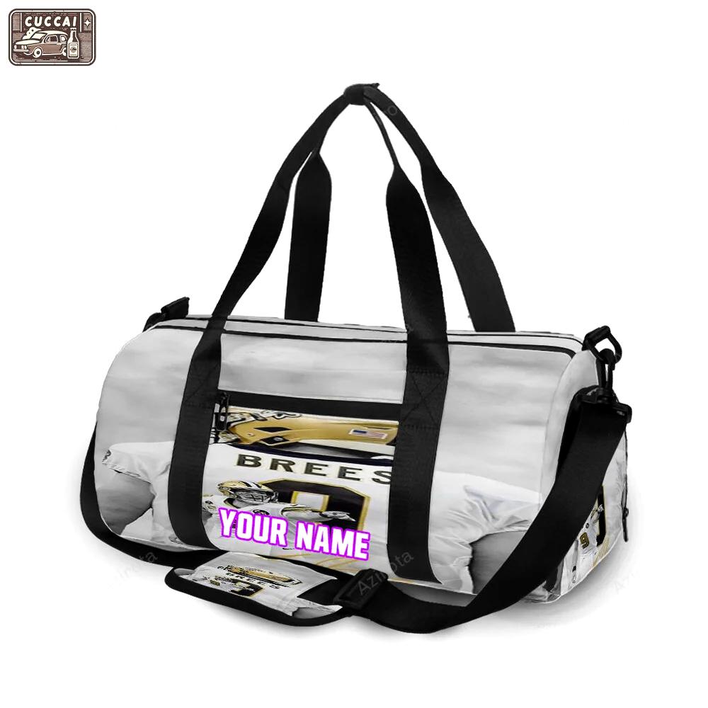 New orleans saints drew brees1 personalized name travel bag gym bag 1287 Travel Bag
